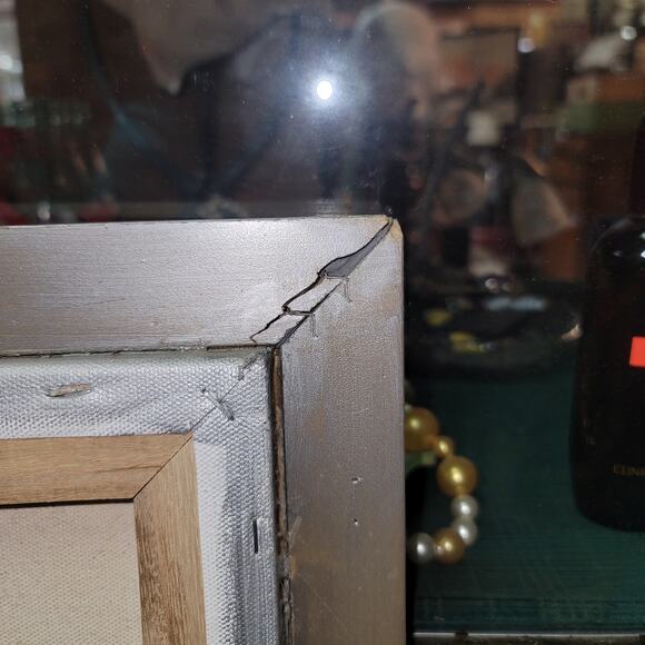 MCM Mid Century Modern Abrstract Geometric Painting acrylic Canvas 20"x20" - Picture 7 of 7